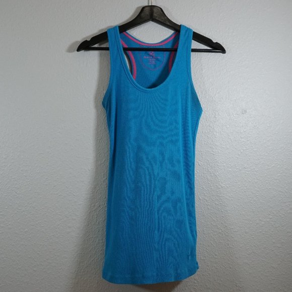 Active Basic Tops - Women's L Active Basic Rib Racerback Teal Tank Top